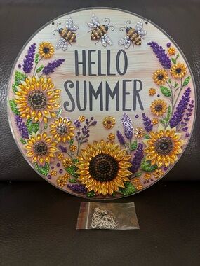 Hand Crafted Hello Summer Sunflower Sign